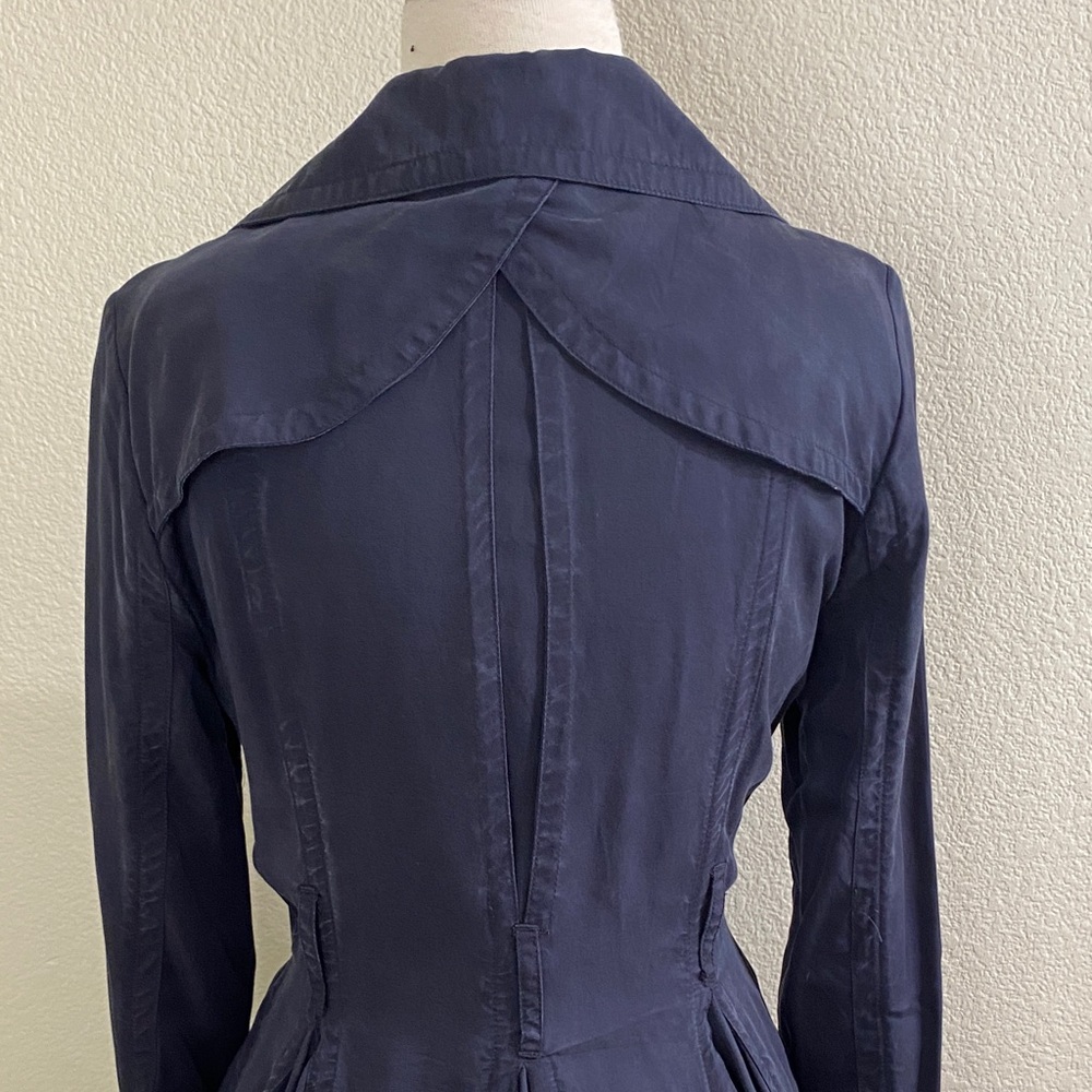 dRA for Anthropologie Navy‎ Double-Breasted Long Sleeve Trench Coat - Picture 6 of 7